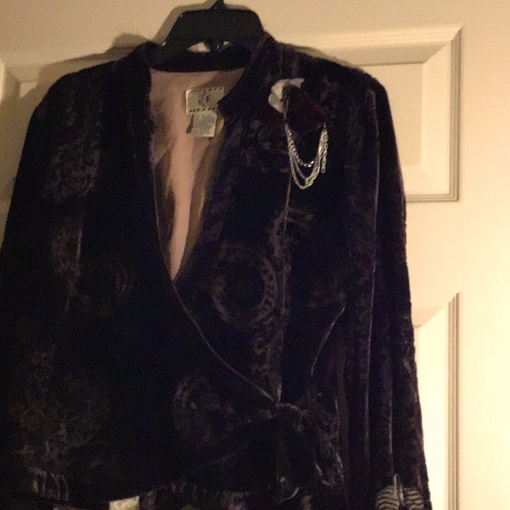 Brown velvet burnout jacket